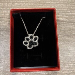 Paw Print Pendant Necklace - Silver Plated